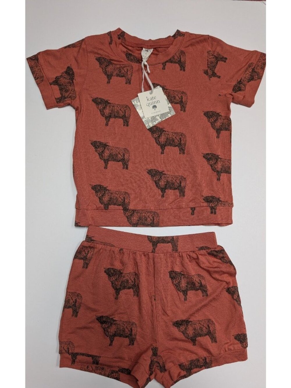 Kate Quinn Bamboo Highland Cow Retro Shorts Set 5Y Cows